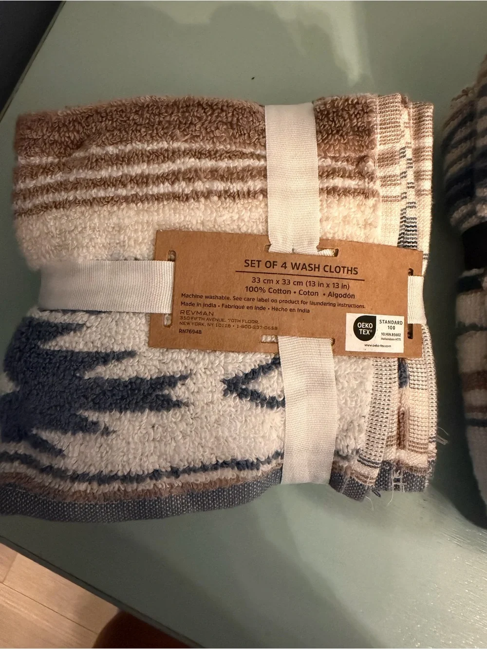 Wrangler Blue, Tan & White Southwestern Pattern Hand Towels & Wash Towels